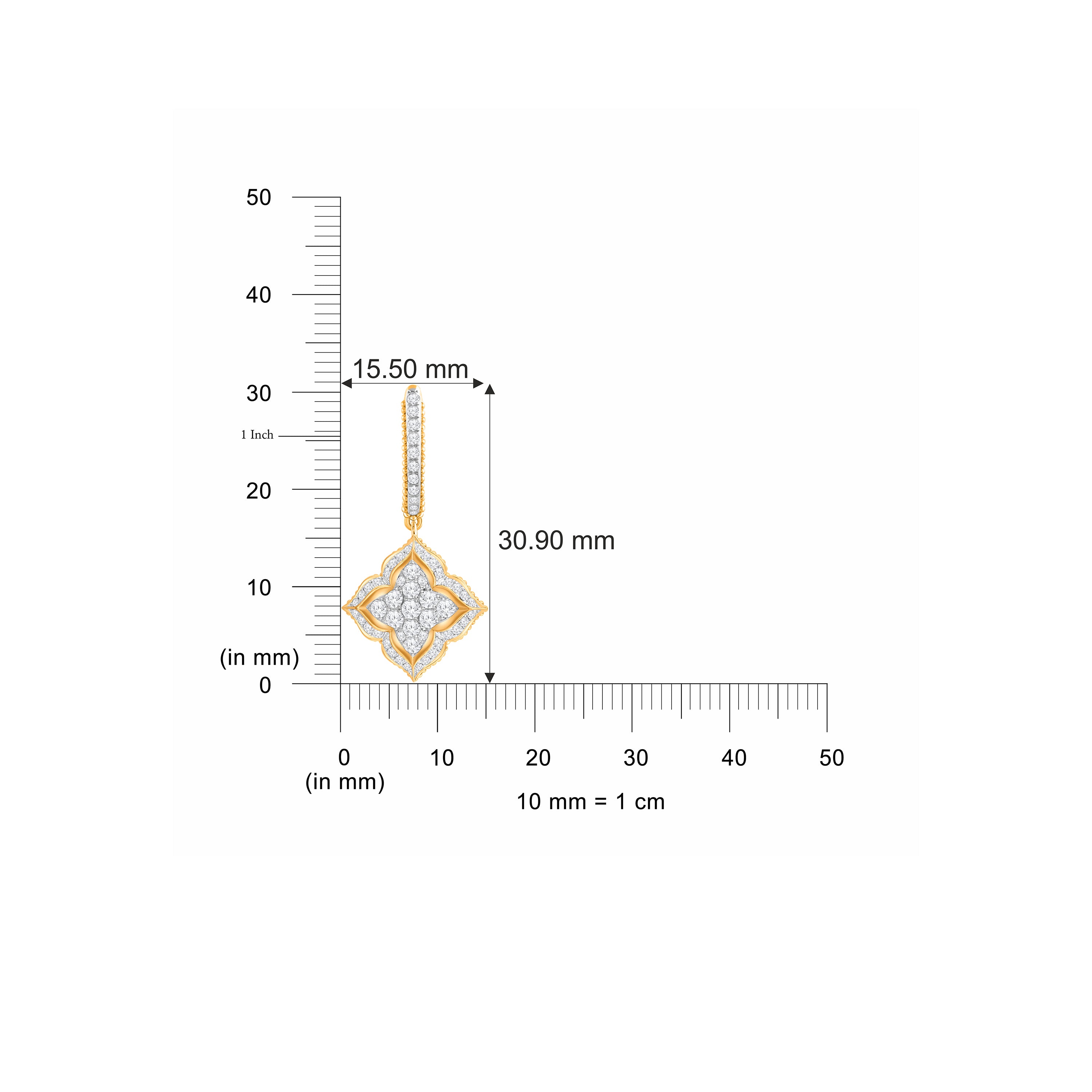 HARAKH Mandala Dome Drops Colorless Diamond Dangling Earrings