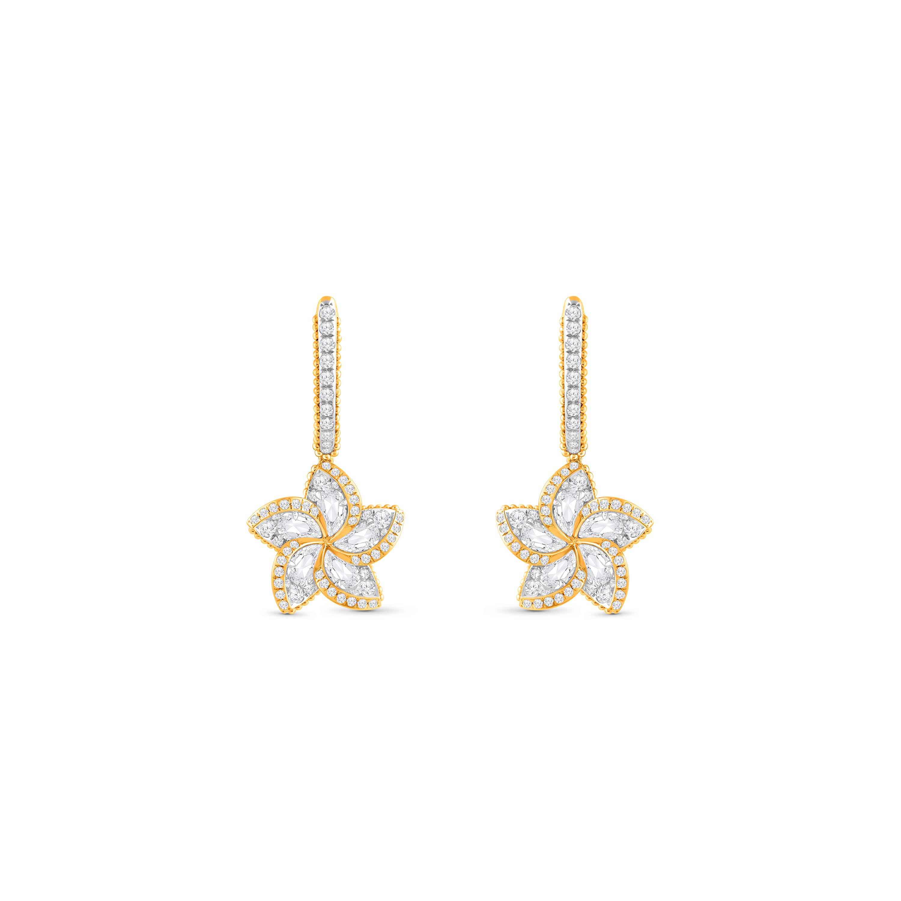 HARAKH Frangipani Flower Colorless Diamond Dangling Earrings