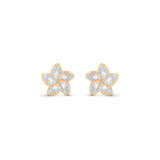 HARAKH Frangipani Flower Colorless Diamond Dangling Stud Earrings | GIA Jewelry Report