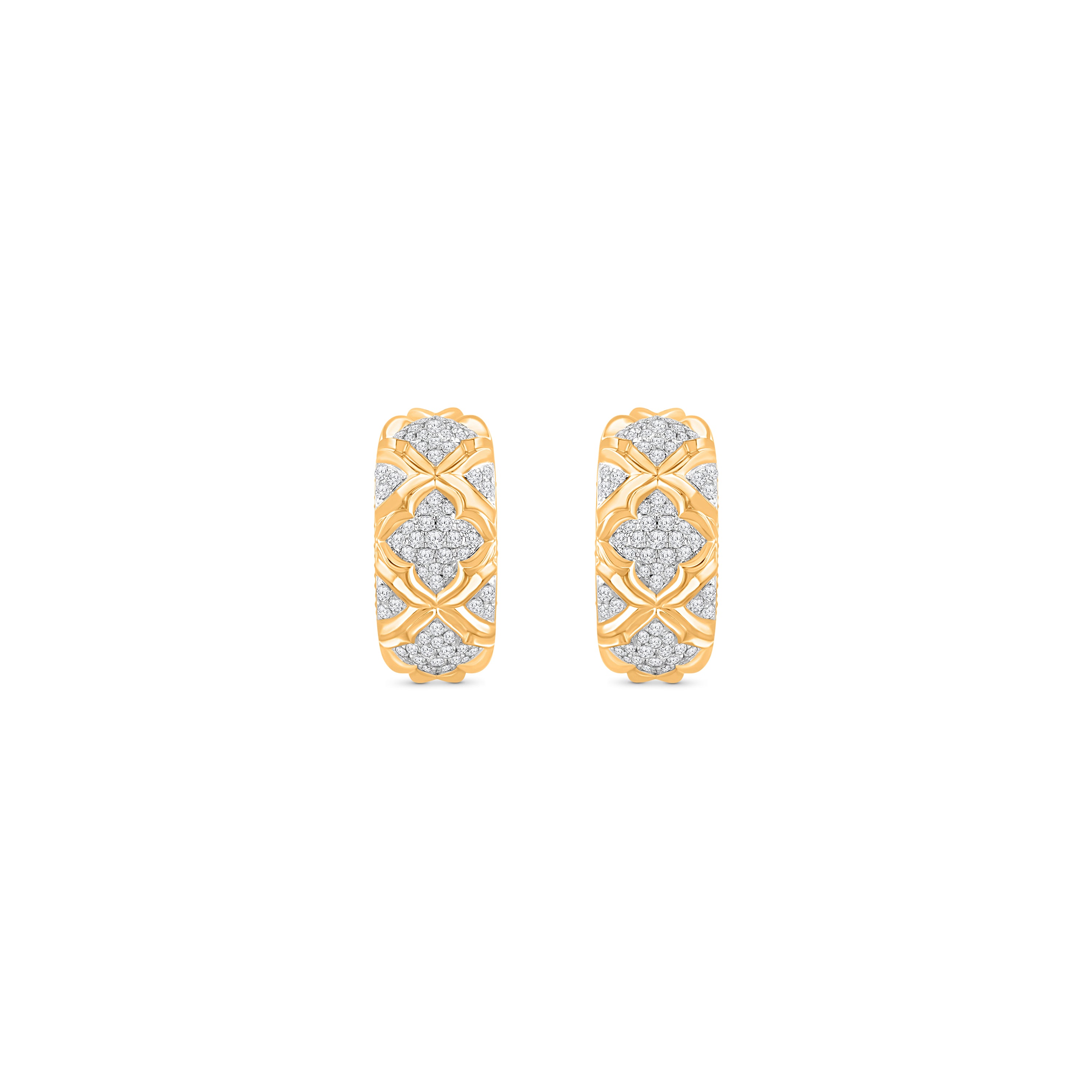 HARAKH Mandala Sculpture Colorless Diamonds Huggie Earrings | GIA Jewelry Report