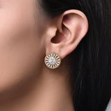 HARAKH 18 Karat Gold Colorless Diamond Sunlight Stud Earrings