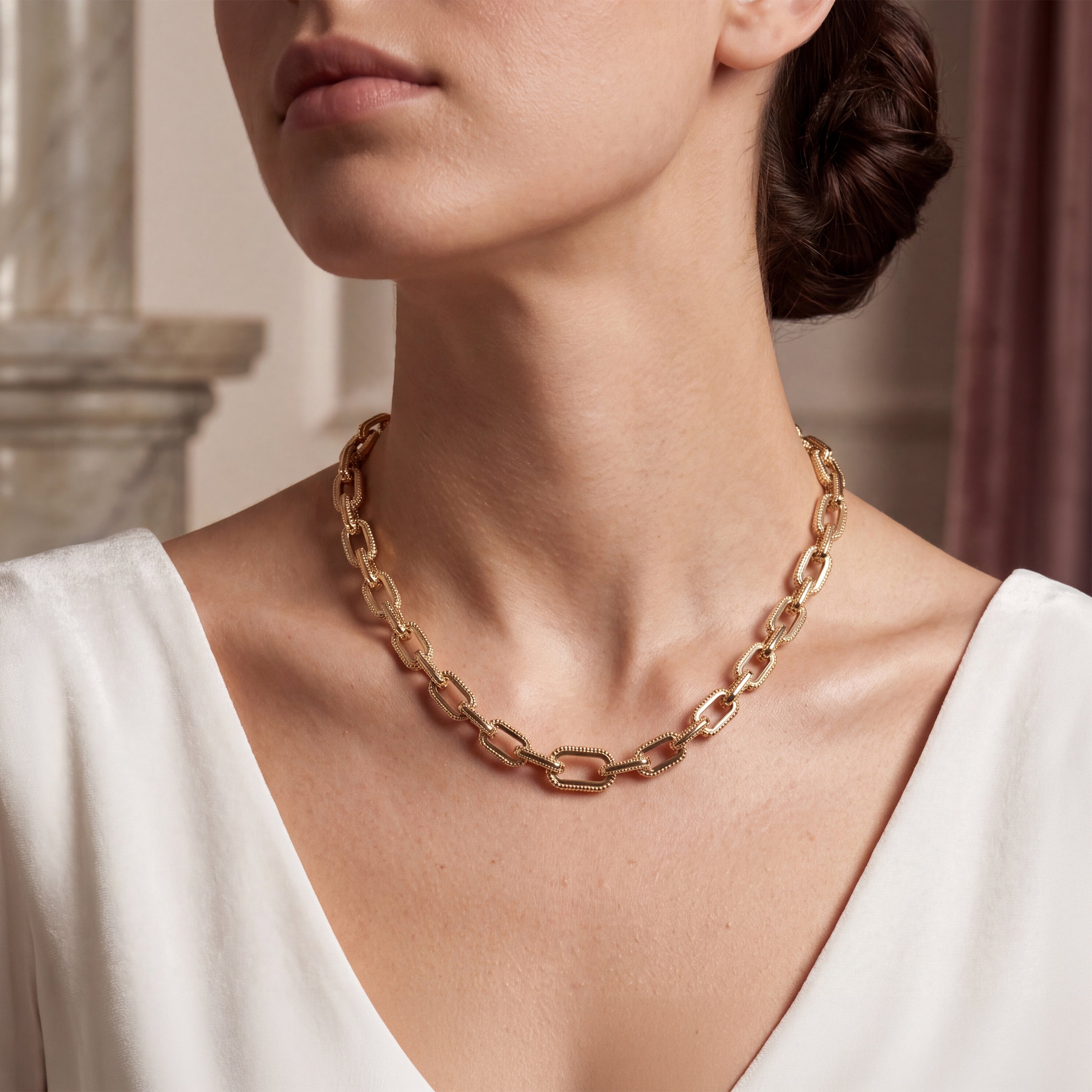 HARAKH Sunlight Intertwined Link Necklace – All Gold