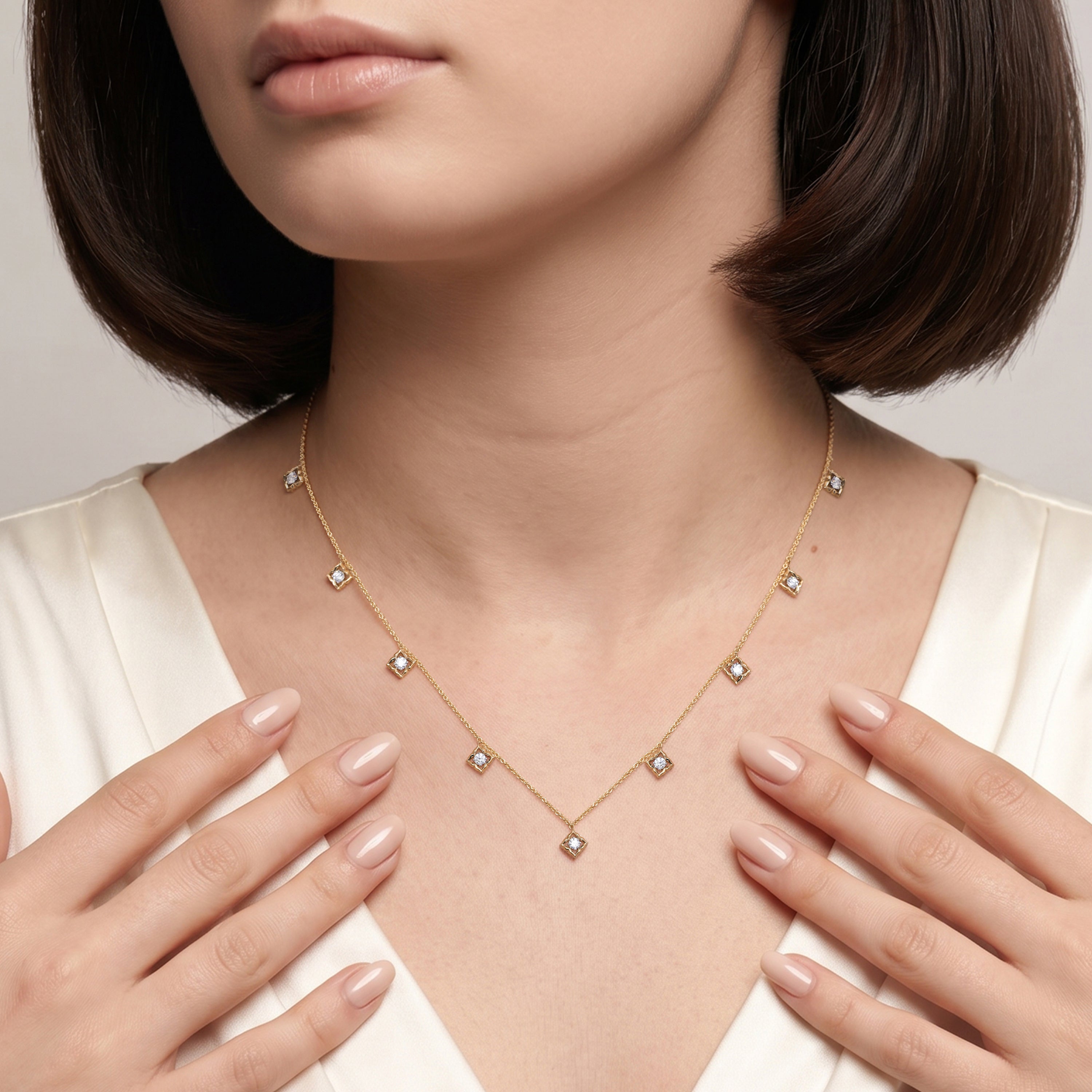 HARAKH Mandala Motif Station Necklace with Brilliant & Rose-Cut Diamonds | GIA Jewelry Report