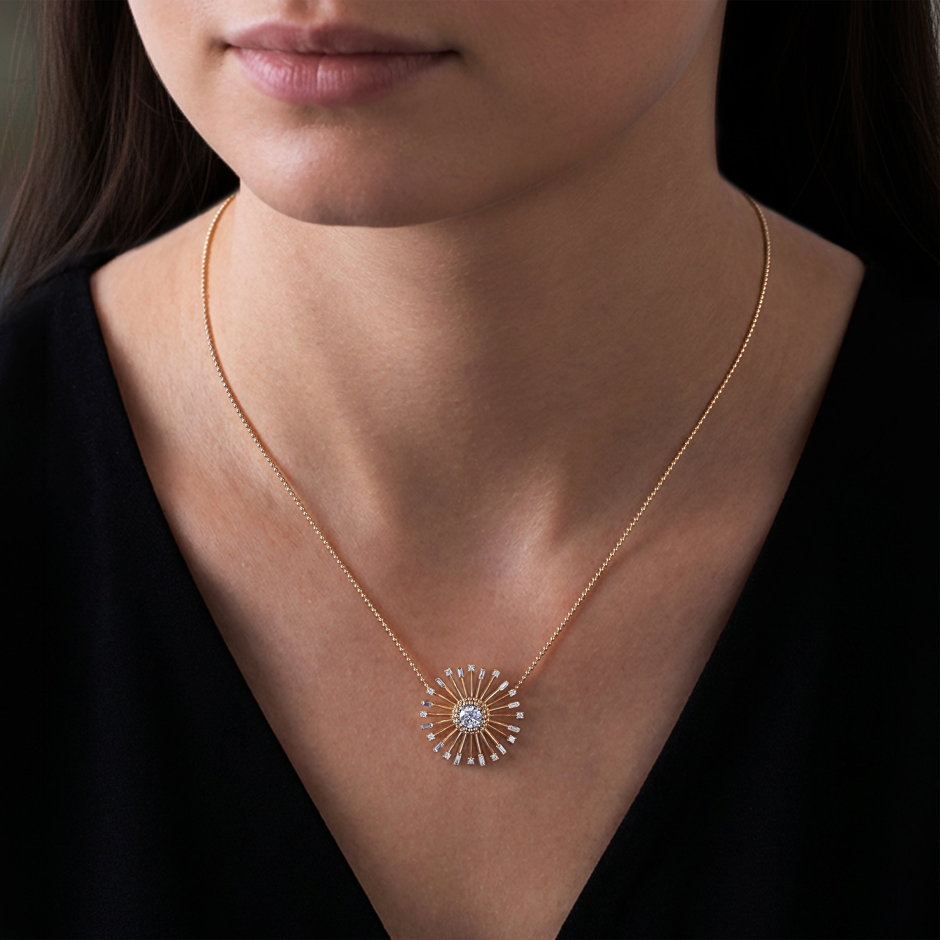 HARAKH Sunlight Sunbeam Colorless Diamond Pendant – Grande  | GIA Jewelry Report