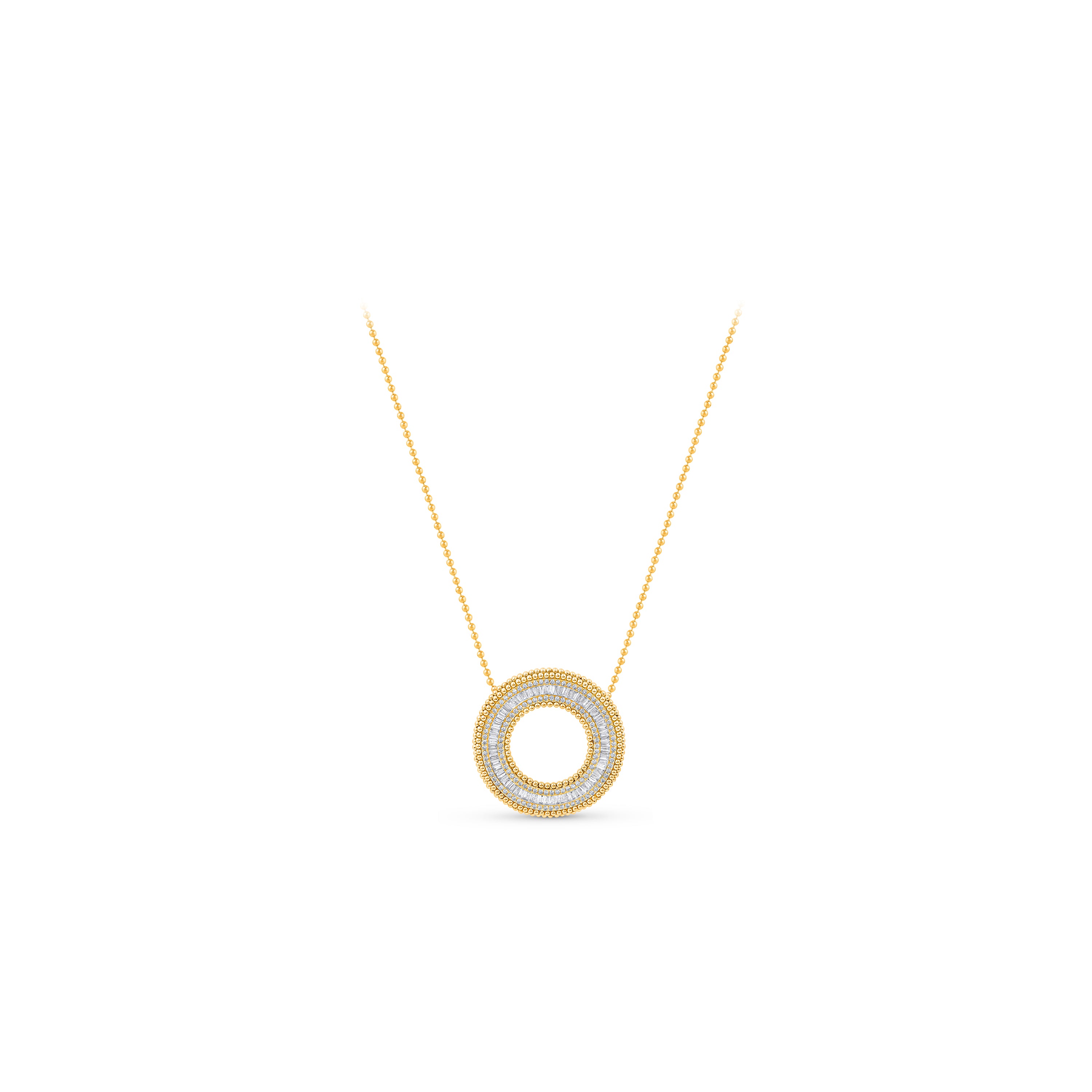 HARAKH 18 Karat Gold Colorless Baguette Circle Sunlight Pendant
