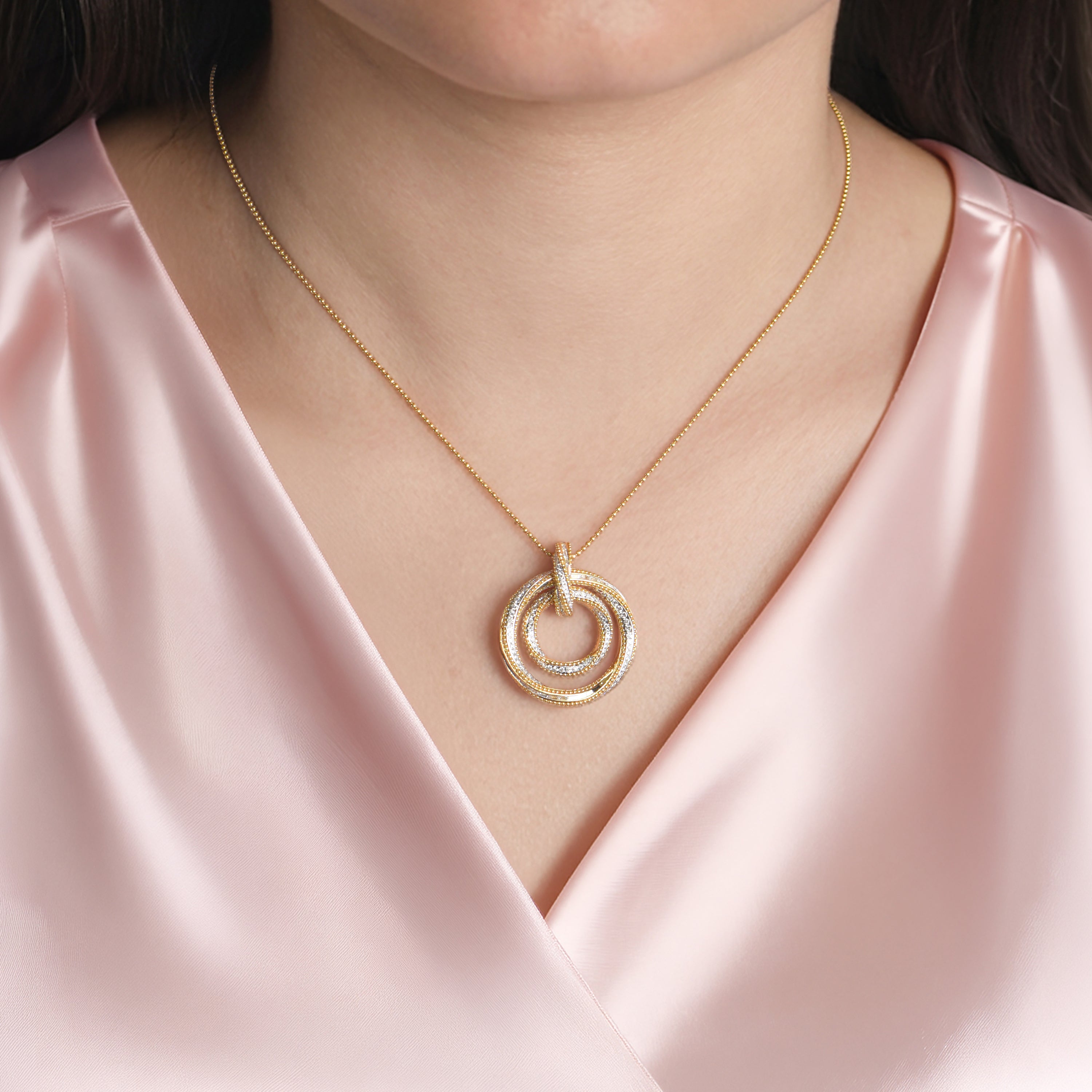 HARAKH Sunlight Eternal Circles Hemisphere  Twist Colorless Diamond Pendant I GIA Jewelry Report