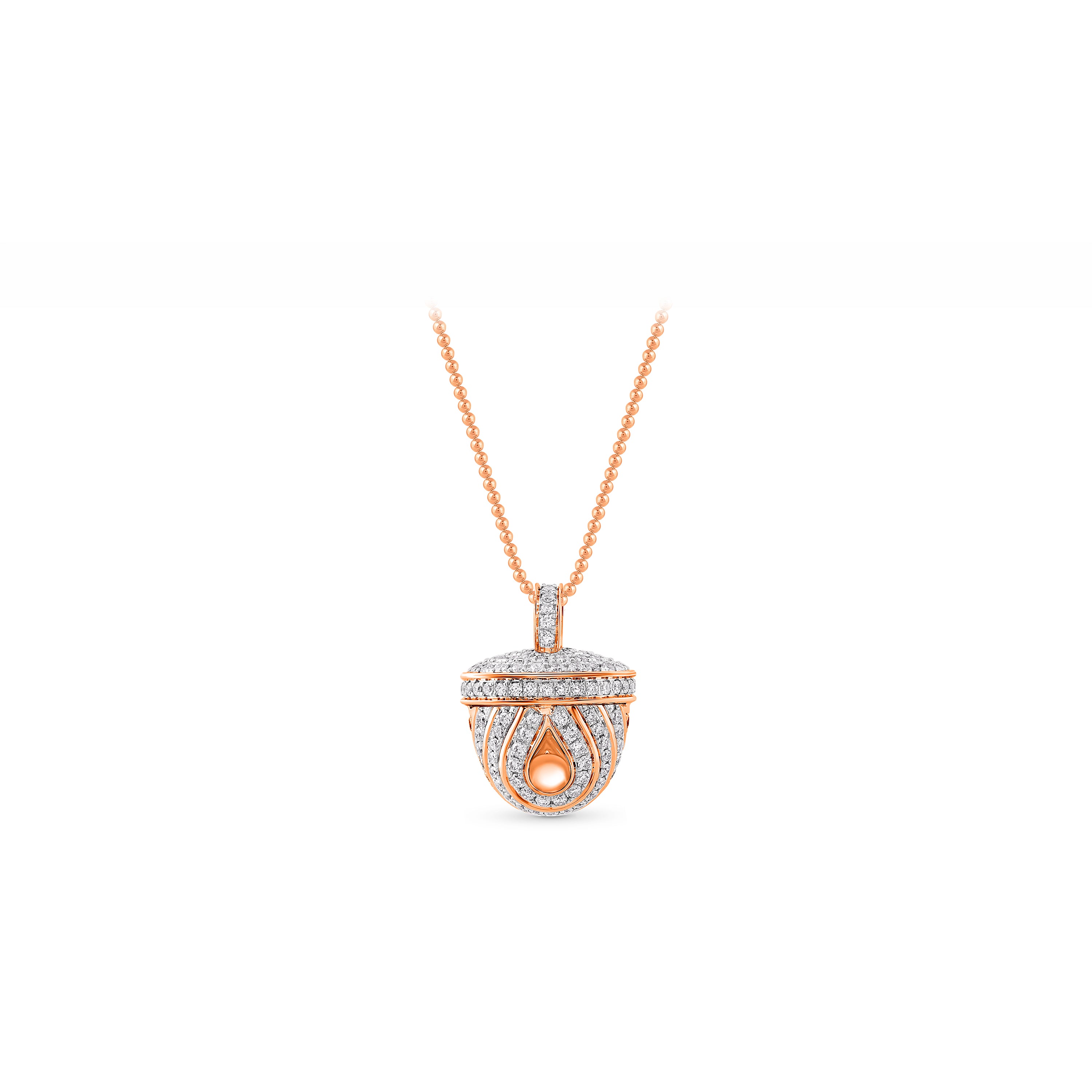 HARAKH 18 Karat Rose Gold Ghunghroo Melodic Bell Colorless Diamond Pendant