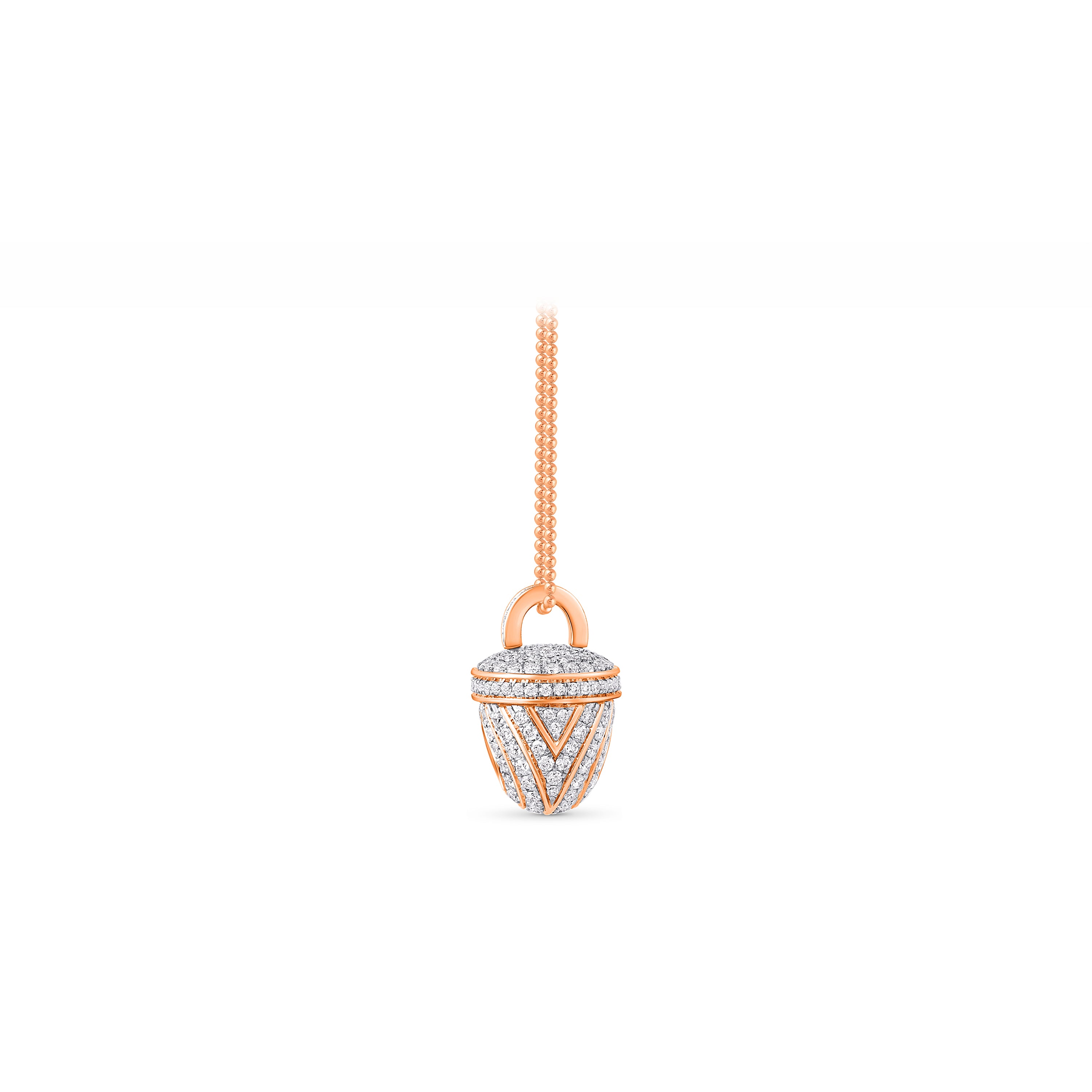 HARAKH 18 Karat Rose Gold Ghunghroo Melodic Bell Colorless Diamond Pendant