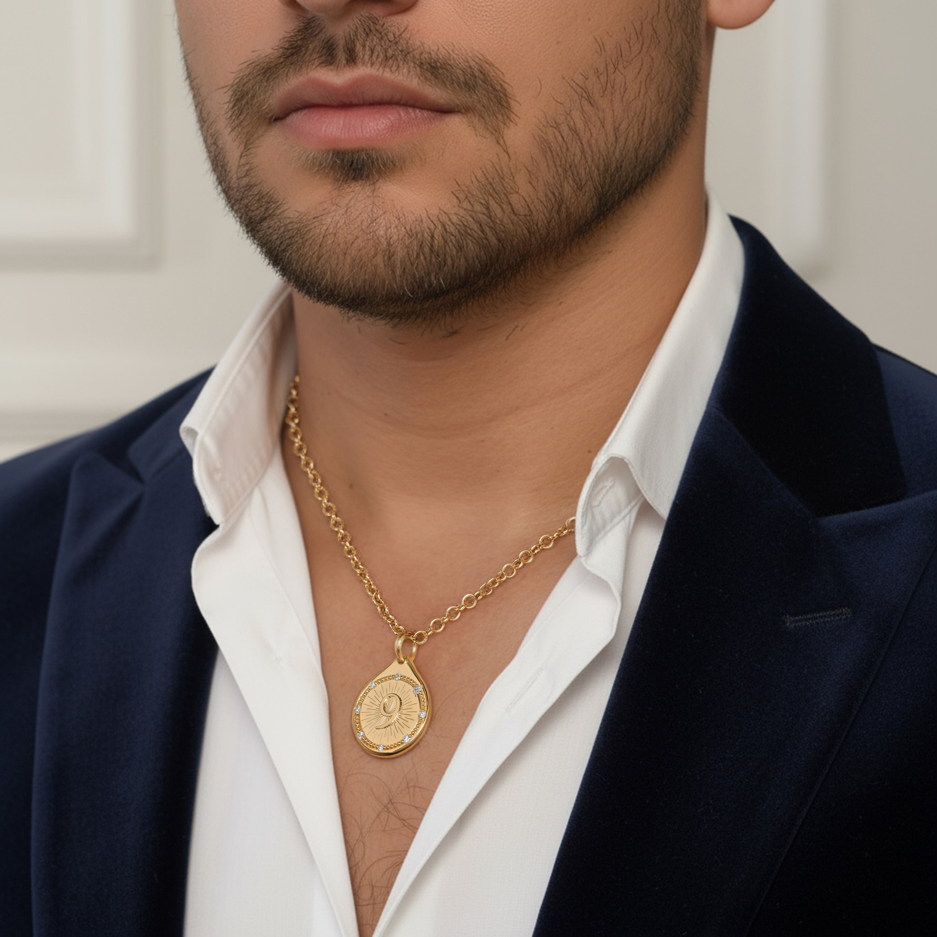 HARAKH Serendipity Drops of JOY Colorless Diamond-Encrusted Pendant for Him