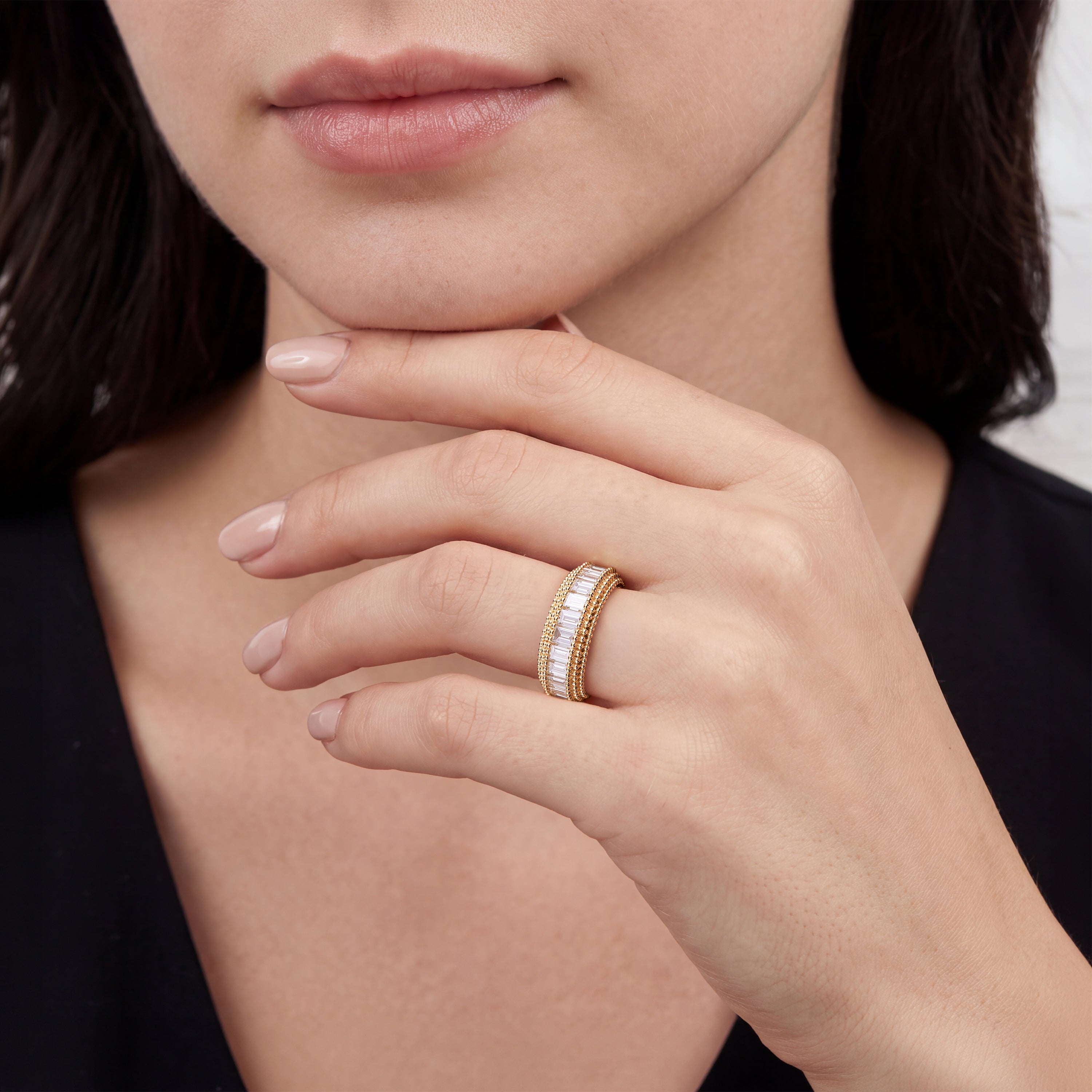 HARAKH Sunlight Rondell Colorless Diamond Eternity Ring with Auric Spheres | GIA Jewelry Report