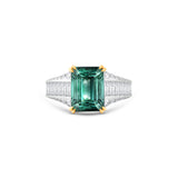 HARAKH Sunlight Emerald-Cut Green Tourmaline & Colorless Baguette Ring