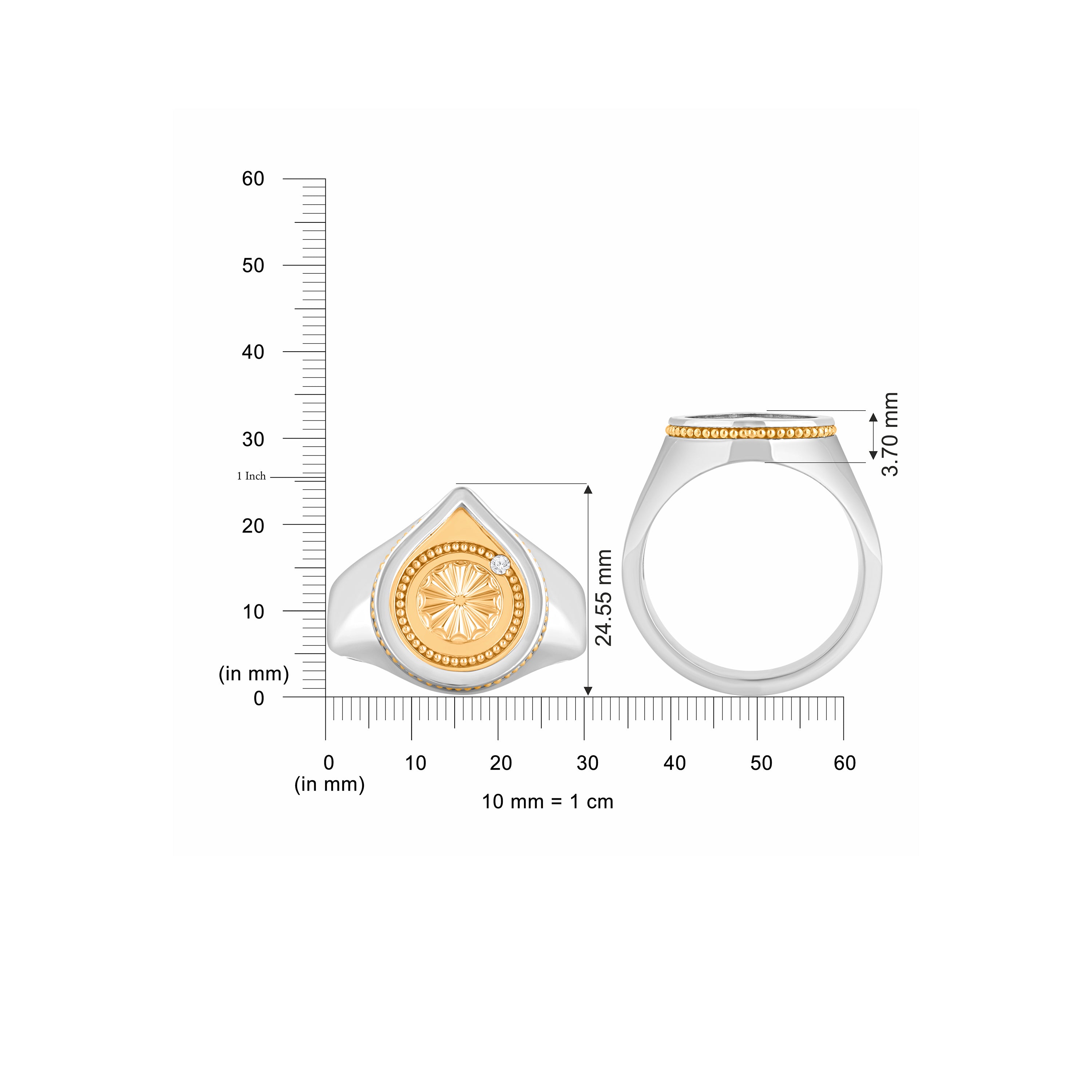 HARAKH Protection Two-Tone Teardrop Men's Ring