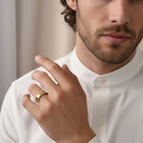 HARAKH Sunlight Colorless Diamond Signature Auric Sphere – Gold Ring for Him