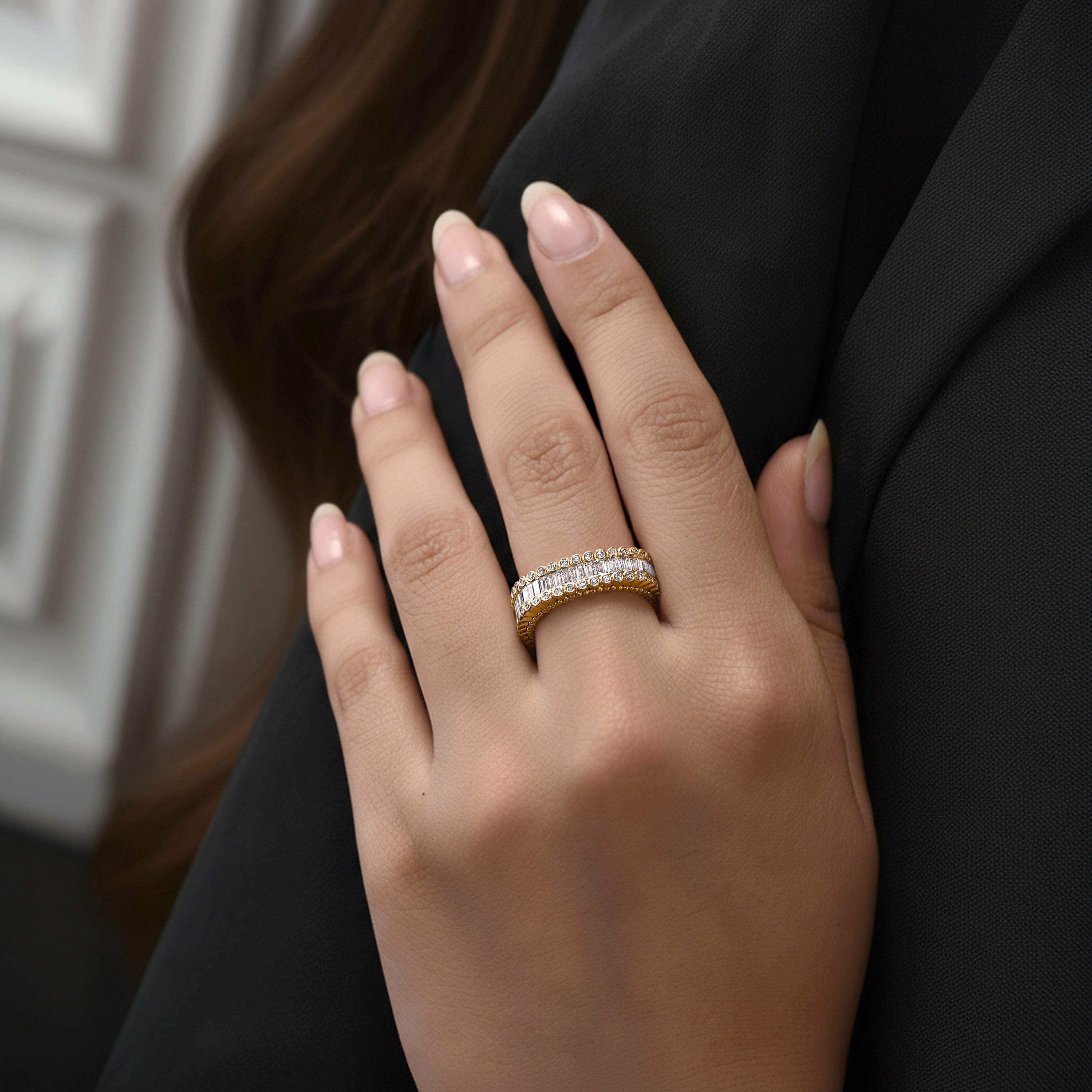 HARAKH Sunlight Soft-Cut Colorless Diamond Eternity Ring | GIA Jewelry Report