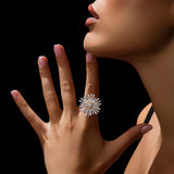 HARAKH Sunlight Luminous Rays Colorless Diamond Medallion Ring