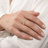 HARAKH Sunlight Half-Eternity Ring – Baguette & Round Colorless Diamond Bezel