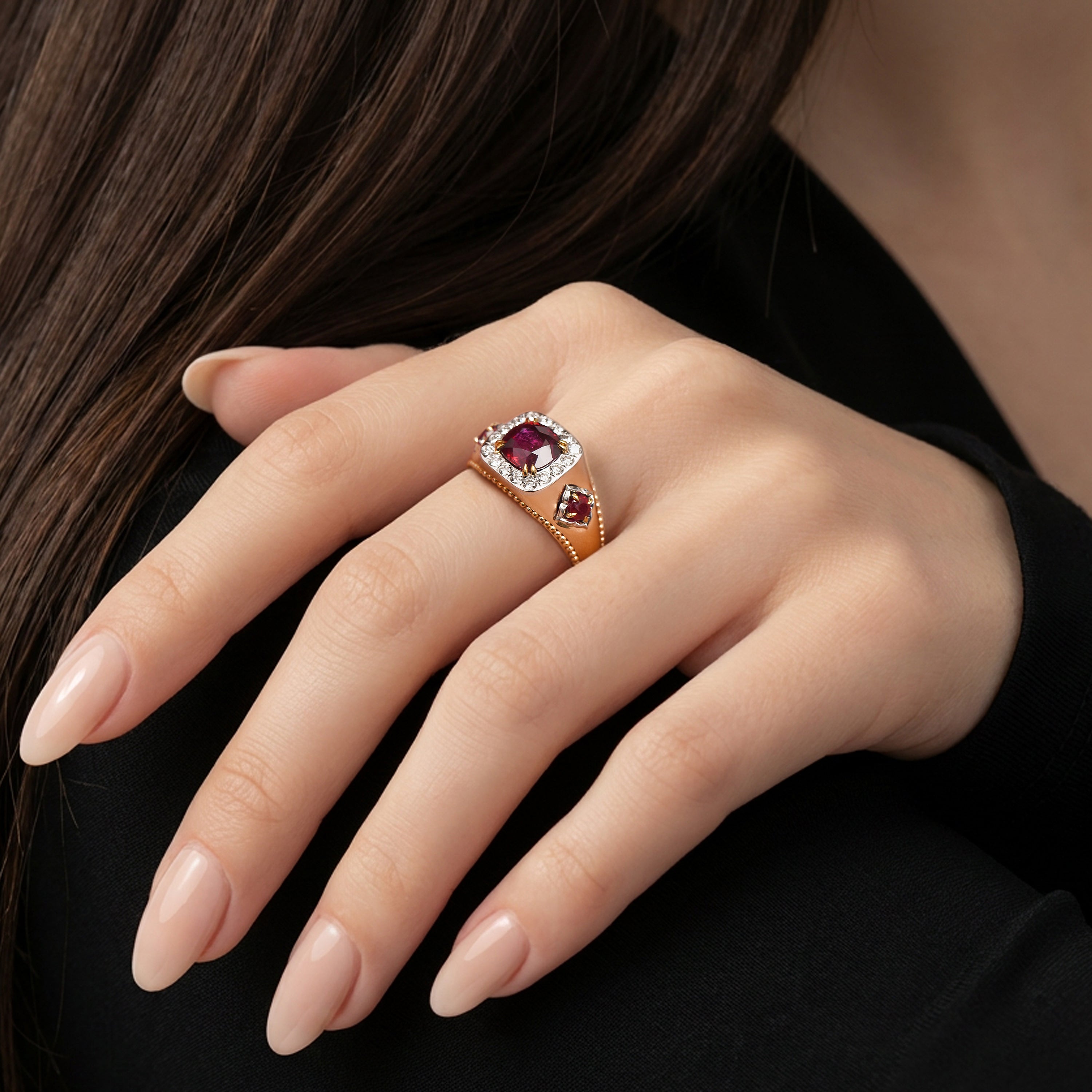 HARAKH Mandala Radiant Jharokha Ruby Diamond Ring