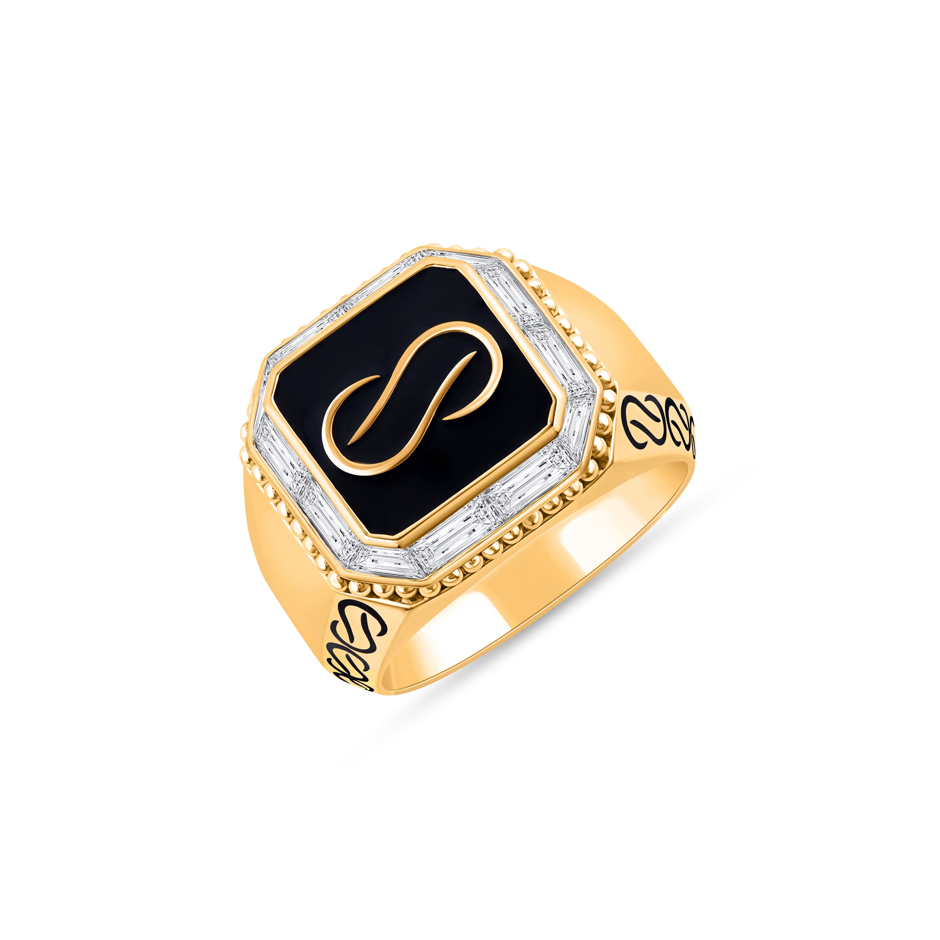 HARAKH Infinity JOY 18kt Gold Men’s Ring with Enamel and Colorless Diamonds for Him