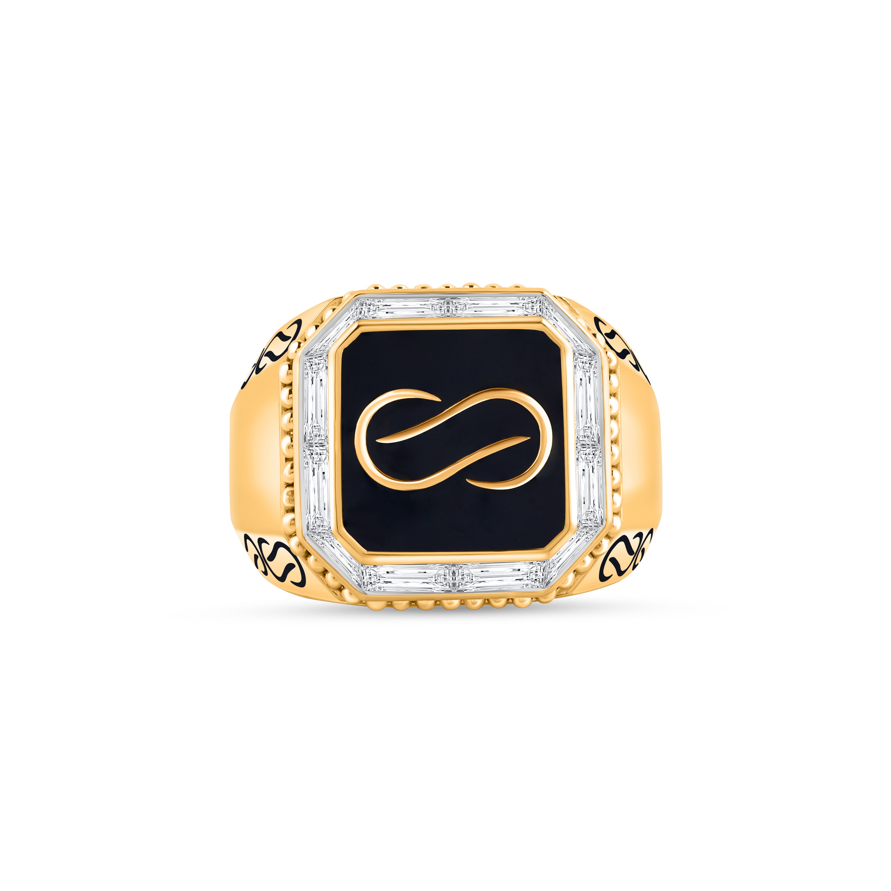 HARAKH Infinity JOY 18kt Gold Men’s Ring with Enamel and Colorless Diamonds for Him