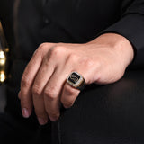 HARAKH Infinity JOY 18kt Gold Men’s Ring with Enamel and Colorless Diamonds for Him