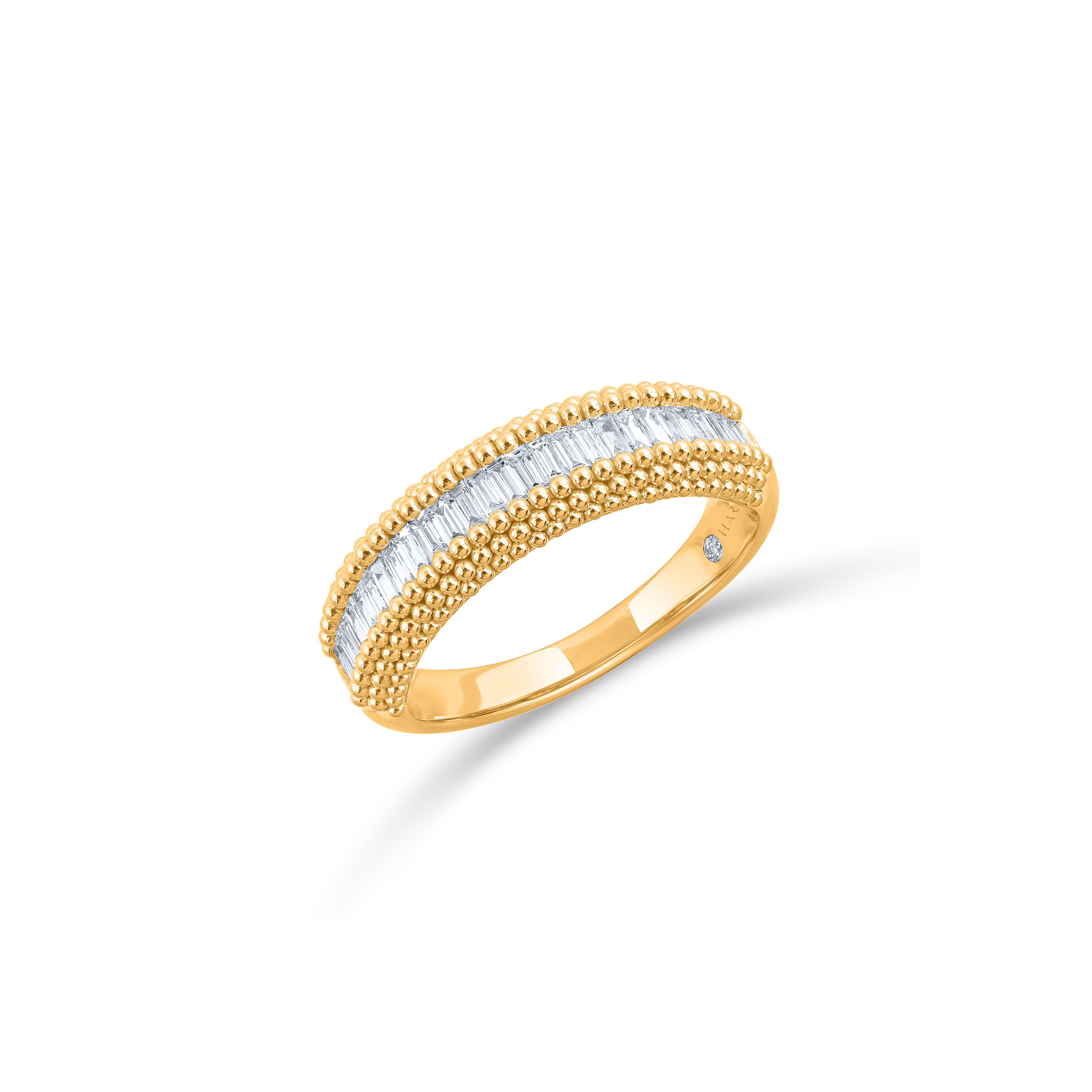 HARAKH 18 Karat Gold Colorless Diamond Sunlight Half Eternity Baguette Band