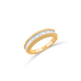 HARAKH 18 Karat Gold Colorless Diamond Sunlight Half Eternity Baguette Band