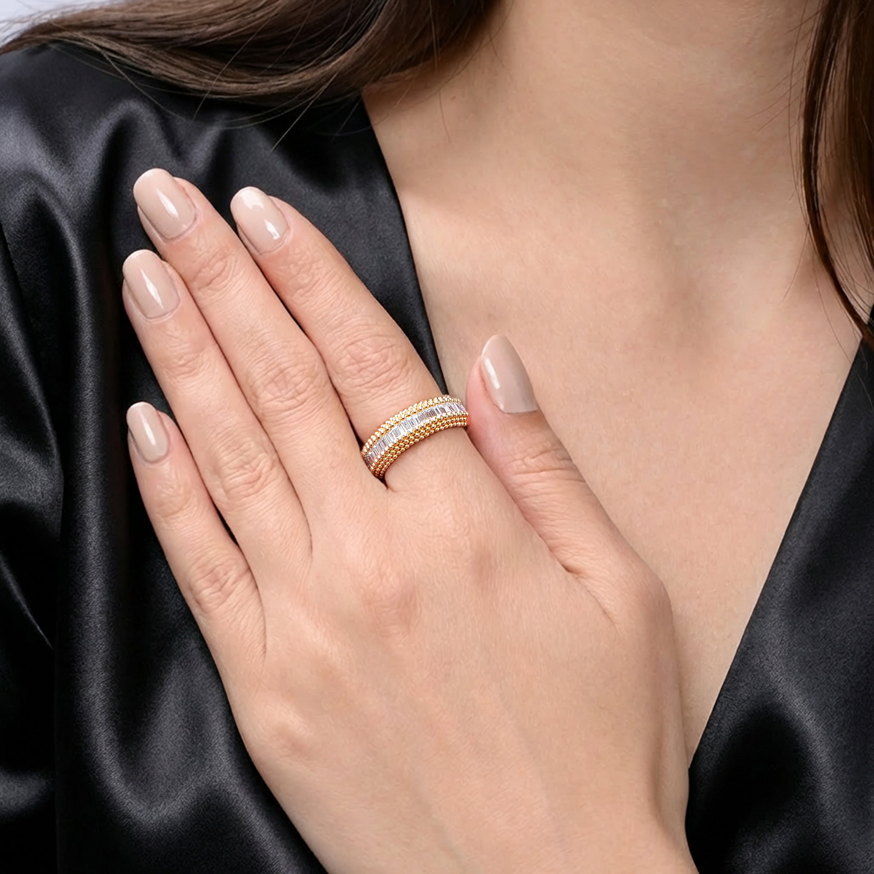 HARAKH Sunlight Rondell Colorless Diamond Half Eternity Ring with Auric Spheres