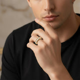 HARAKH Sunlight Rondell Colorless Diamond Half Eternity Ring with Auric Spheres for Him | GIA Jewelry Report