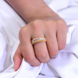 HARAKH 18 Karat Gold Colorless Diamond Sunlight Half Eternity Baguette Band