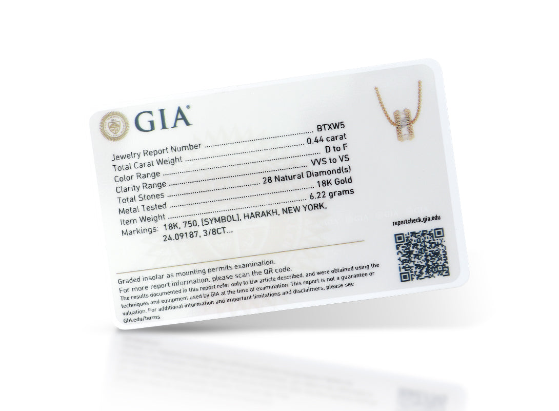 HARAKH Sunlight Rondell Eternity Pendant – Colorless Baguette Diamonds & Signature Auric Sphere in 18K Gold | GIA Jewelry Report