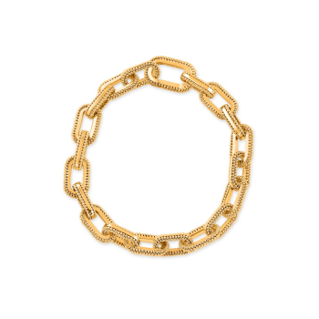 Classic paper clip bracelet in yellow gold, each of the links of this bracelet is surrounded by the Indian pota beads. This bracelet is from our Sunlight collection
