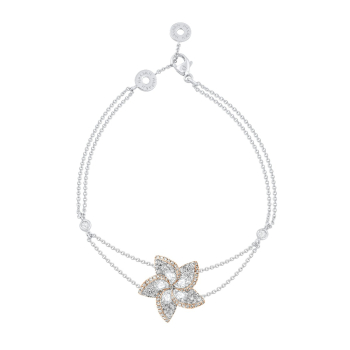 HARAKH 18 Karat Gold Colorless Diamond Contemporary Frangipani Floral Bracelet