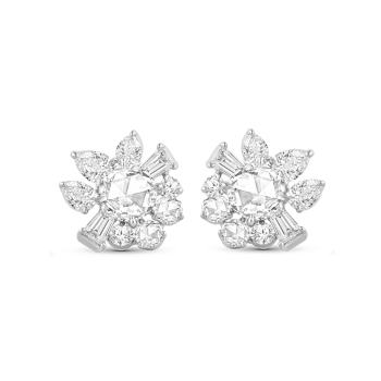 HARAKH 18 Karat White Gold Colorless Diamond Cascade Cluster Earrings