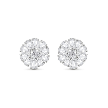 [16:14] Brinda Majithia
HEFE000168
A brilliant cut round diamond set in the center surrounded by rose cut pear shape diamonds resembling the petals of a flower. These floral stud earrings featuring colorless natural diamonds are from our Cascade collect