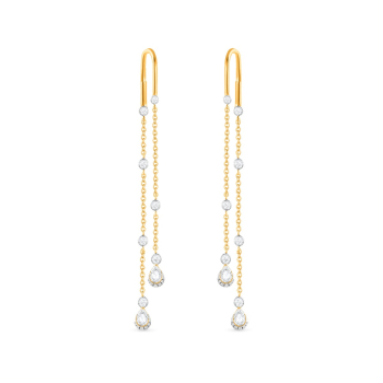 Dangling threader earrings studded with rose cut diamonds crafted in yellow gold. These diamond earrings are from our Cascade collection.