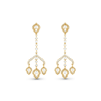 HARAKH 18 Karat Gold Colorless Diamond Mandala Dangling Earrings