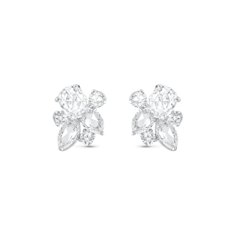 Rose and brilliant cut diamond stud earrings crafted in white gold. These stud earrings are part of our cascade collection. 