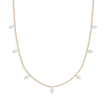 Rose cut and brilliant diamond station necklace