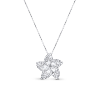 HARAKH 18 Karat Gold Colorless Diamond Frangipani Floral Pendant Necklace