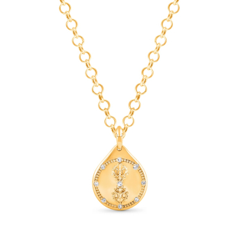 HARAKH 18 Karat Gold Colorless Diamond Drop of JOY Prosperity Pendant Necklace
