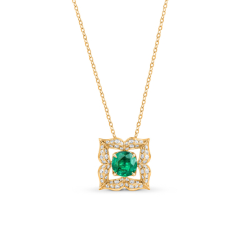 HARAKH Mandala Diamond and emerald Pendant Necklace