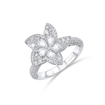 HARAKH 18 Karat Gold Colorless Diamond Frangipani Floral Ring