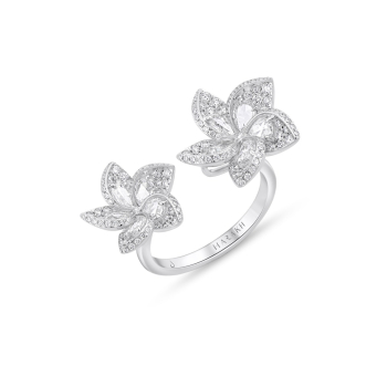 HARAKH 18 Karat Gold Colorless Diamond Frangipani Double Flower Ring